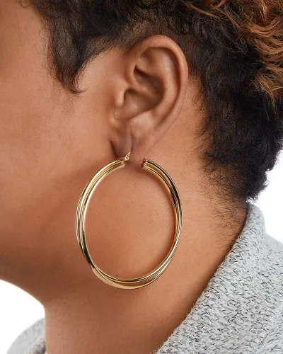 Vista 18 de Milla Crossover Twisted Hoop Earrings for Women – Hypoallergenic Silver or Gold Statement Hoops – Lightweight & Easy to Wear
