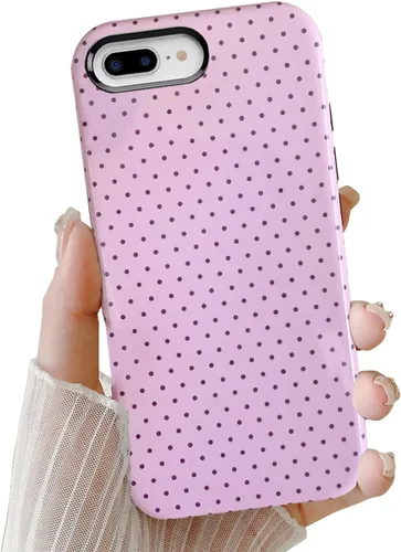 Vista 18 de Compatible con iPhone SE/8/7 Funda Linda para Celular, Diseño de Patrón Estético de Puntos, Funda Protectora Antiarañazos de 2 Capas Híbridas a Azul