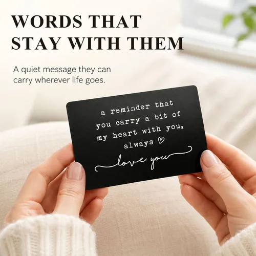 Vista 2 de Tarjeta romántica de regalo para él y ella, inserto de recuerdo de amor, tarjeta de cartera de relación a larga distancia, recordatorio emocional