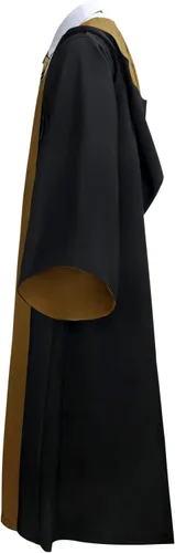 Vista 3 de EIRIEN Bata de mago para la escuela, disfraz de mago para adultos, hombres y niños, con capucha, varita mágica, capa de Halloween, cosplay, disfraz