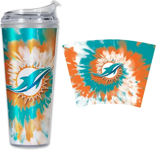 Vista 29 de Rico Industries NFL Football Glitter 24 onzas Vaso de purpurina acrílico con tapa con bisagra, Vaso de doble pared oficialmente licenciado con pajita