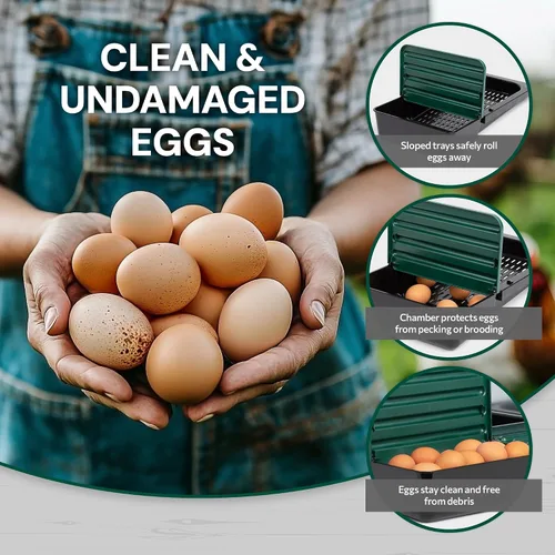 Vista 3 de Homestead Essentials Caja anidable de 3 compartimentos de estilo compacto, despliegue hacia adelante y Rollaway, gallina y pollo con tapas