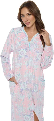 Vista 2 de Casual Nights Bata con cremallera para mujer, vestido de terciopelo con bolsillos