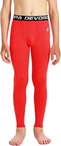 Vista 2 de DEVOROPA Leggings de compresión para niños y jóvenes, mallas deportivas con forro polar térmico