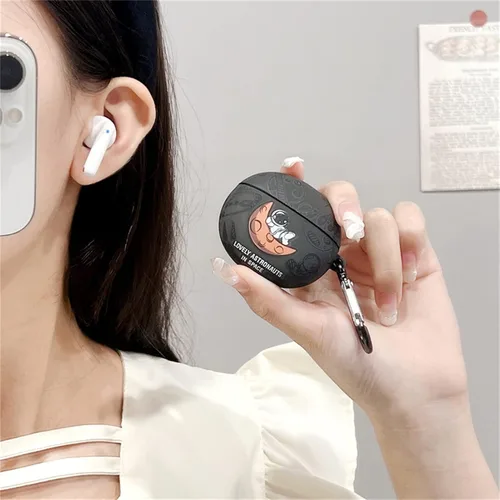 Vista 4 de Funda protectora de silicona suave con diseño de astronauta con bonito diseño de astronauta, compatible con auriculares Edifier X2, funda protectora