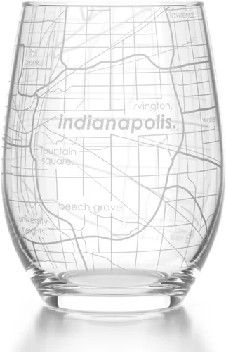 Vista 9 de Well Told Copa de vino sin tallo grabada con mapa de Atlanta, Georgia (15 oz, transparente) - Mapa de ciudad grabado, vaso personalizado, regalos