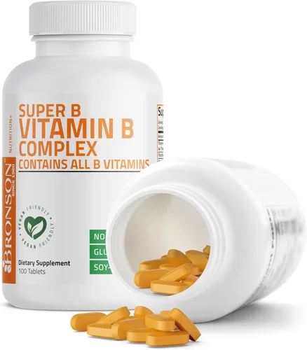 Vista 4 de Bronson Complejo de vitamina B (vitamina B1, B2, B3, B6, B9 - ácido fólico, B12), 100 tabletas