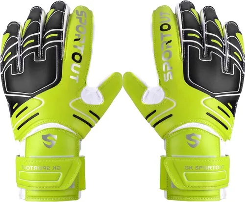 Vista 17 de Sportout Guantes de portero para jóvenes y adultos, agarre fuerte para las paradas más difíciles, con protección en los dedos y látex de 4+3MM