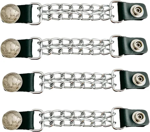 Vista 4 de Funk Plus Extensores de chaleco de motocicleta de 4 pulgadas, doble cadena cromada, chaqueta MC a presión regular fabricada en EE. UU