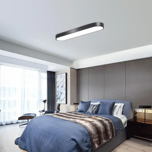 Vista 7 de Lámpara de techo lineal de 23.6 pulgadas, LED moderna de 40 W, lámpara de techo simple negra, iluminación de techo de perfil bajo para dormitorio