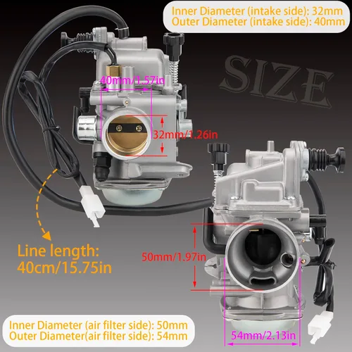 Vista 4 de Carburador TRX350 para Honda Rancher 350 TRX350TM TRX350TE 350ES 350FE 350FMTE 2000-2006 4 tiempos ATV Nuevo carburador con filtro de aire y filtro