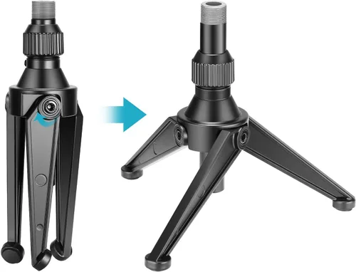 Vista 6 de Neewer Mini trípode plegable de hierro para micrófono, altura ajustable de 4.9 a 7.5 pulgadas/4.9-7.5 in para conferencias, podcasts, chat en línea