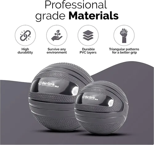 Vista 7 de bintiva Pelota de Golpe sin Rebote - Bola Pesada para Ejercicio con Peso para Rutinas de Entrenamiento y Fitness - Bola de Peso Muerto Medicinal
