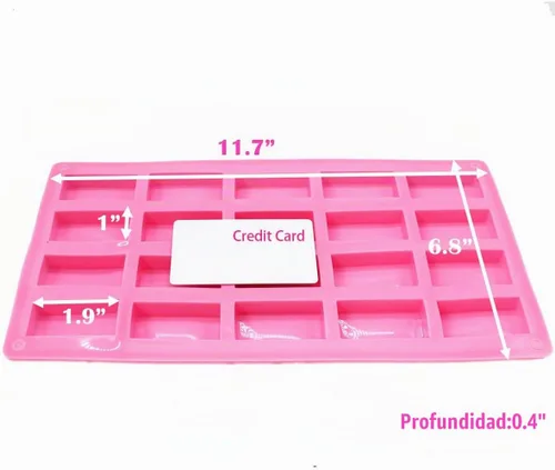 Vista 5 de X-Haibei Mini molde rectangular del silicón del jabón de la muestra del molde del caramelo del chocolate del jabón de la muestra 20-cavidad 0.5OZ