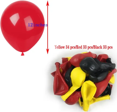 Vista 3 de KADBANER Globos rojos, amarillos y negros, paquete de 100 globos de látex de 12 pulgadas