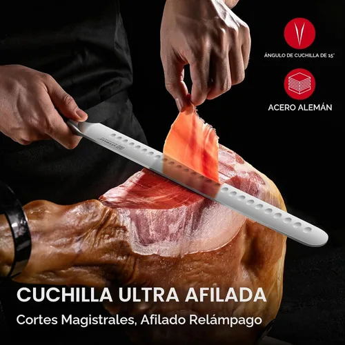 Vista 3 de Cuchillo para pechuga de KEEMAKE, cuchillo de trinchar de 12 pulgadas, cuchillos de corte alemanes de acero de hoja de navaja para carne con mango