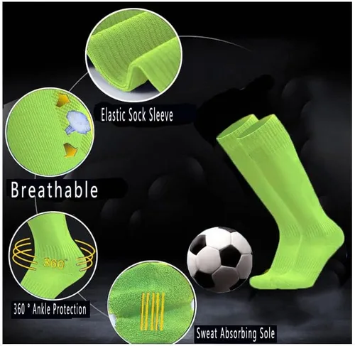 Vista 2 de Calcetines deportivos unisex hasta la rodilla, transpirables, de compresión, tubo sólido, para fútbol, fútbol, fútbol, 312 pares para niños, jóvenes