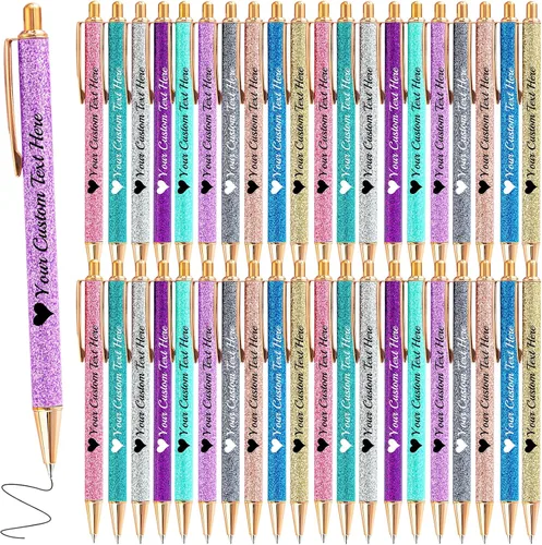 Vista 122 de Bolígrafos de purpurina personalizados con nombre impreso, bolígrafo personalizado con barril de metal, retráctil, bonito y elegante, regalos