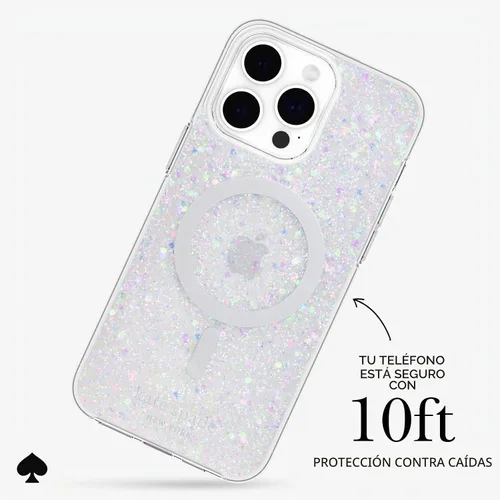 Vista 3 de Kate Spade New York Funda para iPhone 15 Pro Max, compatible con la funda MagSafe para teléfono, purpurina gruesa iridiscente
