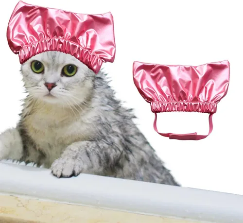 Vista 3 de Pet Supplies - Gorro impermeable de baño para gatos y perros, gorras de ducha para mascotas, banda de goma larga ajustable impermeable para perros