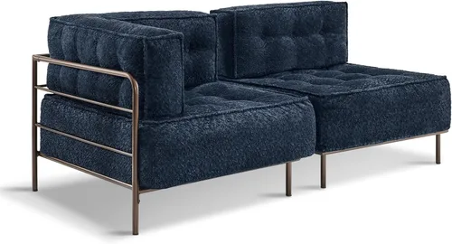 Vista 11 de MCombo Sofá modular con cojín extraíble, sofá tapizado para sala de estar, apartamento, oficina (azul, asiento medio)
