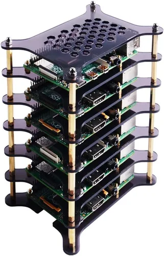 Vista 7 de GeeekPi Estuche de 6 capas con disipadores de calor apilable para Raspberry Pi 4/3/2 Modelo B, Raspberry Pi 3 Modelo B+ (marrón)