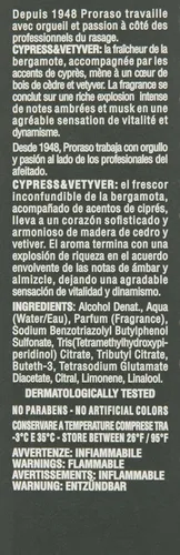 Vista 8 de Proraso Eau De Colonia, Ciprés y Vetyver, 3.4 Fl Oz