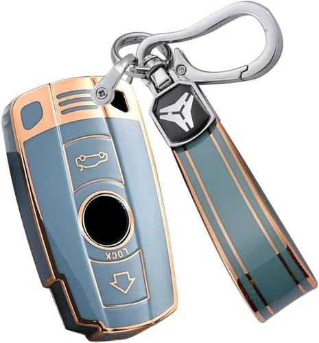 Vista 13 de ontto Funda de llave de TPU para llavero de coche Compatible con BMW 1 3 5 Serie E90 E92 E93 X5 X6 Z4 E90 Protector antiarañazos para llave Negro L