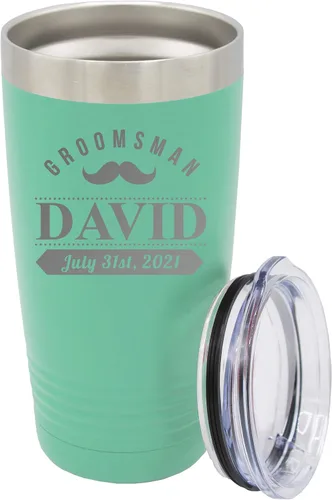 Vista 34 de Vaso de padrinos de boda grabado personalizado, taza de acero inoxidable aislada personalizada para padrino de boda, despedida de soltero, boda