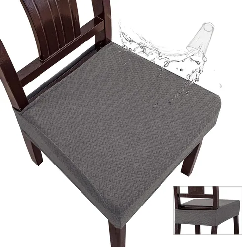Vista 23 de Genina Fundas de asiento impermeables para sillas de comedor (2 unidades, con abertura trasera, beige)