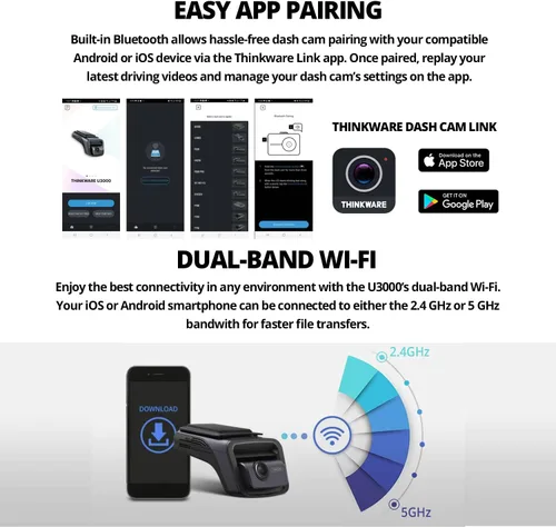 Vista 5 de THINKWARE U3000 4K Dash Cam delantera y trasera 2CH STARVIS 2 Sensor visión nocturna súper visión para cámara de coche 5GHZ WiFi GPS Radar modo