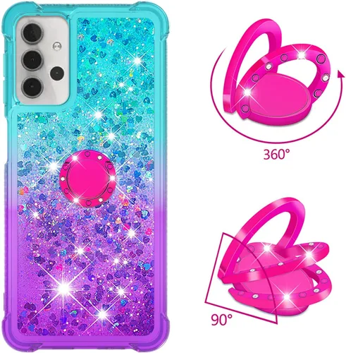 Vista 2 de Funda para Samsung Galaxy A32 5G, diseño de arena movediza con purpurina y purpurina que fluye líquido, flotante, poliuretano termoplástico