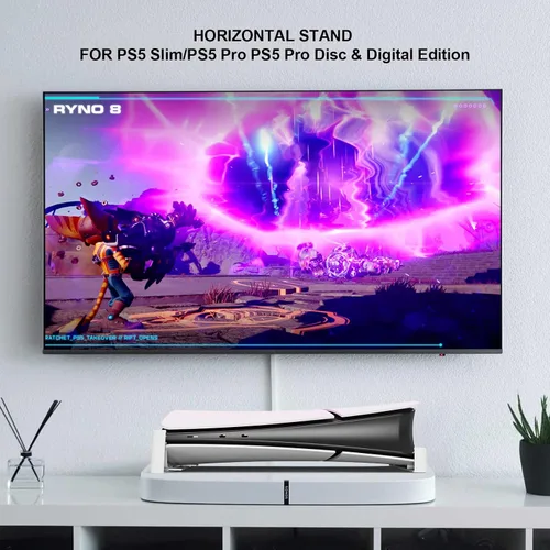 Vista 7 de PS5 Pro Accessories Soporte horizontal, soporte base compatible con PlayStation 5 Pro/Slim Disc y Digital Edition (blanco)