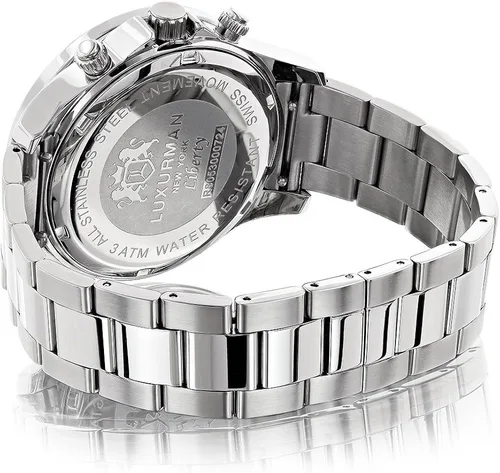 Vista 2 de LUXURMAN Reloj de diamante chapado en oro blanco 2 ctw de diamantes, Reloj de cuarzo
