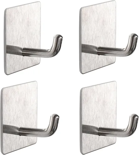 Vista 12 de Ganchos para toallas de baño, paquete de 4 ganchos autoadhesivos para abrigos, resistentes sin perforaciones, gancho para bata, colgador de ropa