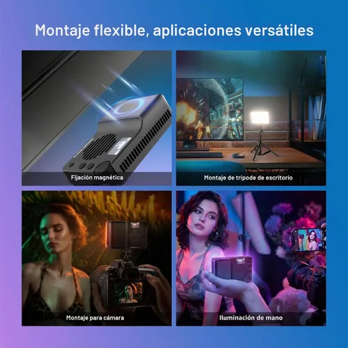 Vista 8 de NEEWER BASICS BS40C Full RGB Luz de Video Magnética para Cámara, Modo Boost de 45W, Panel LED Pequeño de Iluminación 4800lx/0.5m CRI95+ 2500-10000K