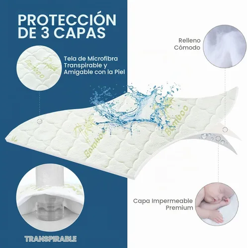 Vista 4 de Funda de cama de viaje para niños pequeños, impermeable, compatible