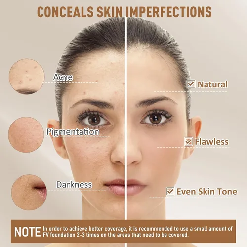 Vista 5 de FV Paquete de 2 bases impermeables, base ligera y de cobertura media con acabado mate, control de aceite, maquillaje líquido de larga duración