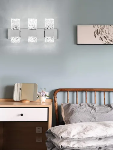 Vista 7 de Moderna lámpara LED para tocador de baño, acero inoxidable cromado, 3 lámparas de pared para iluminación de baño, Fuxture sobre espejo, 21.5