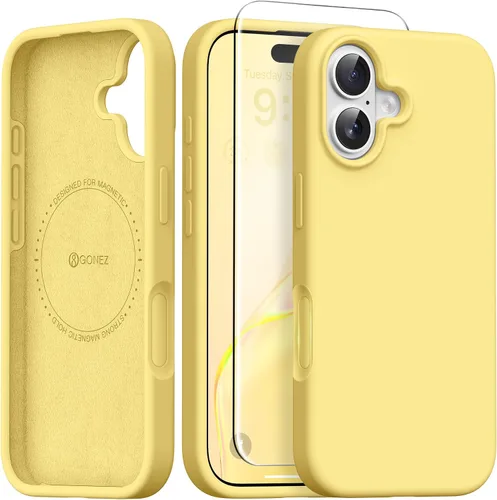 Vista 126 de GONEZ Funda magnética para iPhone 12 Case / 12 Pro Case, compatible con MagSafe, [protector de pantalla + protector de lente de cámara], funda