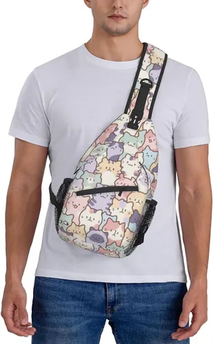 Vista 7 de Divertida mochila con diseño de gato, para el pecho de gato, bolsa cruzada de hombro para hombres, mujeres, niños y niñas