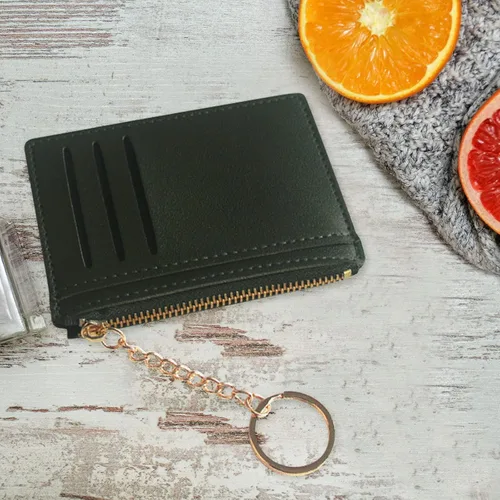 Vista 2 de Billetera personalizada para hombre unisex pequeña monedero monedero llave cuero con cremallera tarjetero