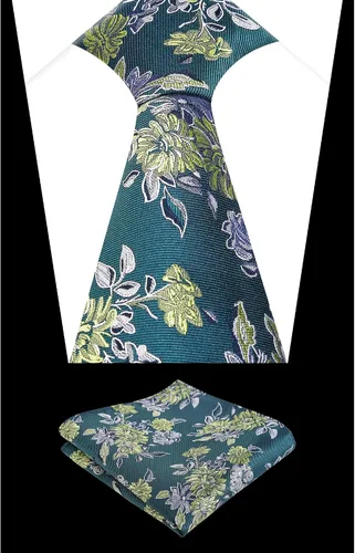 Vista 107 de Alizeal Mens 3.15inches Leaf Flower Pattern Tie with Floral Pocket Square Set