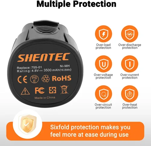 Vista 6 de Shentec Batería de repuesto de 4.8V 3.5Ah 5000755-01 para 7300, 7300-PT, 7300-N/8, 755-01, 750, 750-02 (cargador de batería incluido)