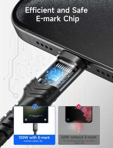 Vista 5 de JSAUX Cable USB C a USB C de 100 W para iPhone 17, cable de carga USBC tipo C 5A de carga rápida compatible con iPhone 17 Air 16 15 Pro Max Samsung