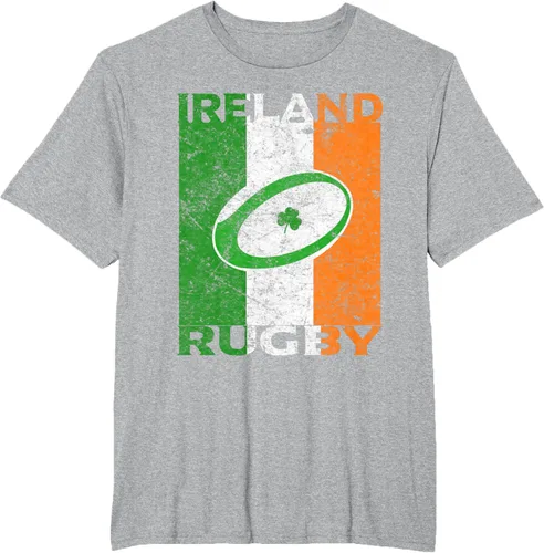 Vista 42 de Camiseta de rugby irlandés con la bandera de Irlanda, regalo vintage Negro