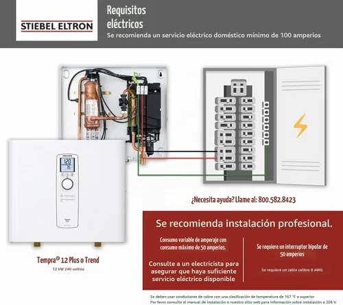 Vista 4 de Stiebel Eltron Calentador de Agua Sin Tanque – Tempra 12 Plus – Eléctrico, Agua Caliente a Pedido, Eco, Blanco