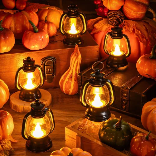 Vista 3 de 12 mini linternas de Halloween, centro de mesa de linterna occidental de 4 pulgadas Pequeña lámpara colgante vintage a granel para mesa de centro