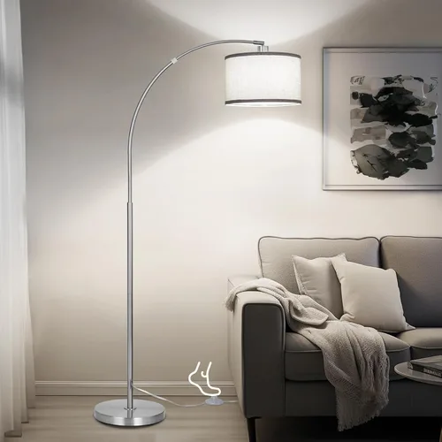 Vista 7 de Lámpara de pie para sala de estar, lámpara de pie de arco con cabezal de lámpara ajustable, lámpara de pie de poste alto con interruptor de pedal
