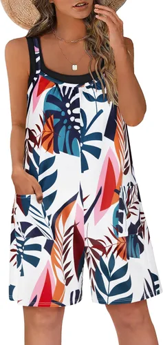 Vista 12 de Vigorics Enterizo casual para mujer, sin mangas, con tirantes ajustables, pantalones cortos, overoles elásticos con bolsillos Negro